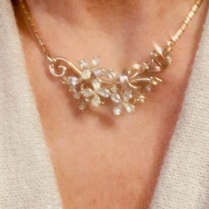 Trifari Signed 40s Rhinestone Statement Necklace